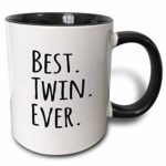 3dRose 3dRose Best Twin Ever – gifts for twin brothers or sisters – siblings – family and relative specific gifts – Two Tone Black Mug, 11oz (mug_151545_4), , Black/White