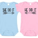 BeBe Bottle Sling- Twin- He Did It/ She Did It – Indian arrow (includes 1 blue and 1 pink bodysuit) Size, 3-6 mo