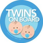 Twins on Board Car Sticker – Brunette twin boys on board – Modern and Unique – Bright Colors