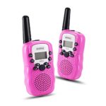Joylor Durable Walkie Talkies Twin Toy for kids,Easy To Use and Kids Friendly 2-Way Radio 3-5KM Range Interphone Outdoor Camping Hiking – Pink