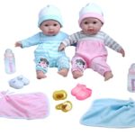 Berenguer Boutique TWINS-  15” Soft Body Baby Dolls – 12 Piece Gift Set with Open/Close Eyes- Perfect for Children 2+