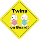 Twins On Board Boy and Girl Smile Cute Funny Baby Sticker Decal Design 5″ X 5″