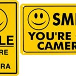 2 Pcs Immaculate Popular Smile You are on Camera Sign Premises Monitored CCTV Warning Anti-Thief Dimensions 7″ x 11″ Yellow