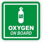 1-PC Classical Popular Oxygen On Board Vinyl Sticker Sign Truck Label Off Road Decal Camper Decor Size 2″ x 2″ Color White on Green