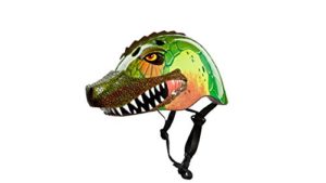 dinosaur with helmet on head