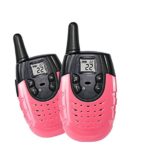 Funny Kids Walkie Talkie Gifts & Portable Unique Long Distance Two Way Toy Radio, Twin Packs Rechargeable Batteries Pretend Play Mini Walkie Talkies Toys for Outdoor Activities (Pink)