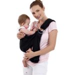 Infant Baby Carrier Sling – Ultra Soft, Comfortable & Safe Child Wrap – Quick Dry and Breathable for Newborn Toddlers (Black)