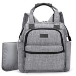 BRINCH Multi-function Lightweight Baby Diaper Bag Backpack Handbag Organizer with Changing Pad,Stroller Straps & Insulated Pocket for Mom and Dad,Grey