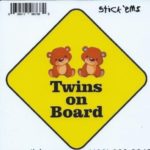 5inx5in Boy Girl Twins on Board Sign Bumper Sticker Decal Stickers Decals
