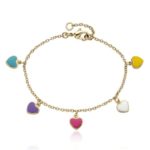 Little Miss Twin Stars I LOVE My Jewels 14k Gold-Plated Colored Hearts Dangle Bracelet