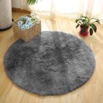 Super Soft Fluffy Nursery Rug From YOH Grey Rugs for Bedroom Home Area Decor Round (4′ Diameter)