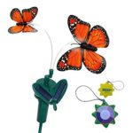 HQRP Twin Orange Solar Powered Flying Fluttering Monarch Butterflies for Garden Plants Flowers plus HQRP UV Chain / UV Health Meter