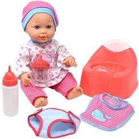 Super Cute 14″ White Drink And Wet Baby Doll, Comes With A Training 