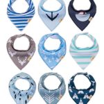 Baby Bandana Drool Bibs 9-pack for Boys, Girls,Unisex for Infant, Toddlers,”Little Nautical” Baby Shower Gift,100% Organic Cotton With Snaps,Soft,Absorbent,Stylish,For Drooling and Teething: Gift It!