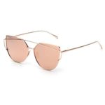 Anywa Fashion Twin-Beams Classic Women Metal Frame Mirror Sunglasses Cat Eye Glasses