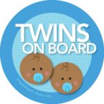 Twins on Board Car Sticker – Afr. Amer. twin girls on board – Modern and Unique – Bright Colors