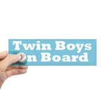 CafePress – Twin Boys On Board – Twin Bumper Sticker – 10″x3″ Rectangle Bumper Sticker Car Decal