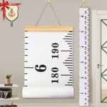 Baby Height Growth Chart Ruler KINBON Kids Roll-up Canvas Height Chart Removable Wall Hanging Measurement Chart Wall Decor with Wood Frame for Kids Nursery Room (79” X 7.9”)