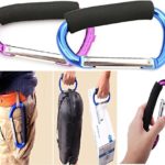Large Stroller Hooks for Mommy, 2 pcs Carabiner Stroller Hook Organizer for Hanging Purses, Diaper Bag, Shopping Bags. Clip Fits Single/Twin Travel Systems, Car Seats and Joggers（(Blue+Purple)