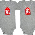 Panoware Bee Funny Baby Twin Outfit | Buy One Get One Free, Heather Grey, 0-3 Months