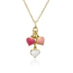 Little Miss Twin Stars I LOVE My Jewels 14k Gold-Plated Pink, White & Dark Pink Enamel Hearts Cluster Chain Necklace/14/2/