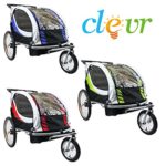 Clevr 2-in-1 Collapsible 2-Seater Baby Stroller Jogger/Bicycle Trailer W Pivot Wheel