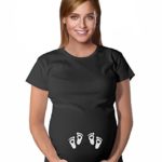TeeStars – Very Cute Twin Babies Footprints Pregnant with Twins Maternity Shirt