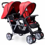 Costzon Double Stroller Infant Baby Pushchair Convenience Twin Seat (Red)