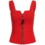 WEUIE Hot Sale Sexy Summer Women’s Fashion Sleeveless Camisole Tank Zipper Top T-shirt (2XL,Red)