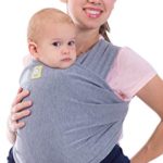 Baby Wrap Carrier All-in-1 Stretchy Baby Wraps – Baby Carrier – Infant Carrier – Baby Wrap – Hands Free Babies Carrier Wraps – Baby Shower Gift – One Size Fits All (Classic Gray)