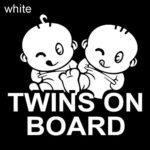 interjunzhan 1 Sheet Car Sticker Twins on Board Vehicle Body Reflective Waterproof Decal Size:15cm x 14cm White