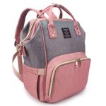 Qimiaobaby Diaper Bag Backpack Multi-Function Large Capacity Waterproof Insulation Travel Bag, Baby Nappy Storage Bag, Fashion Mummy Bag (Pink Gray)