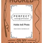 ThisWear Gift Grandpa Hooked On My Grandkids Natural Wood Engraved 4×6 Portrait Picture Frame Wood