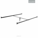 MALOUF Structures Hook-on Metal Bed Rails with Center Bar and Adjustable Height Support Foot, Twin/Full, Black