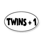 CafePress Twins Plus One Oval Car Magnet, Euro Oval Magnetic Bumper Sticker