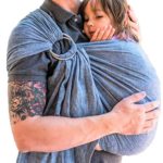 Soft”Skya” Lightweight Ring Sling Baby Carrier Featuring Linen Blend Fabric: Perfect for Newborns, Infants, and Toddlers; Perfect Shower Present for New Moms and Dads (Blue, L)