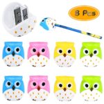 Fyess 8PCS Cute Cartoon Pencil Sharpeners, Novelty Animal Owl Pattern Double Holes Pencil Sharpeners Twin Hole Sharpeners Creative Stationery School Prize For Graphite Pencils (4 Color)