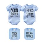 YSCULBUTOL Baby Twins Clothes Best Friends Forever Baby Bodysuit Set Friends Inspired Matching Twins Outfits (Blue, 0-3 Months)