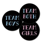 36 2.5 inch Twin Gender Reveal Party Stickers – Team Boys Girls Both – Chalkboard