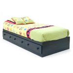 South Shore Summer Breeze Collection Twin Bed with Storage – Platform Bed with 3 Drawers – Blueberry
