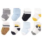 Luvable Friends Unisex Baby Socks, Bulldozer 8-Pack, 0-6 Months