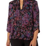 Alex Evenings Women’s Plus Size Printed Twinset with Tank Top and Jacket