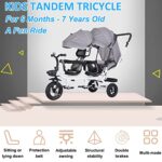 Kids Tricycle,4 in 1 Kids Stroll Trike Bike Stroller with Push Handle & Canopy,Reversible Seat,Rubber Wheels,Storage Basket,Double Push Tricycle for Toddler,Boys,Girls Ages 1-6