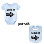 YSCULBUTOL Baby Twins Bodysuits He/She Did It Twin Outfit Girl Romper With Hat Set（Blue did 3M）