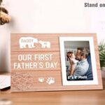 Sioial 2024 First Fathers Day Gift for Dad From Baby Daughter Son-Father’s Day Frame for Bear Daddy-New Dad Gift-Bear Daddy Picture Photo Frame Gift-Our First Father’s Day