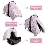 Rquite Car Seat Cover Baby, Carseat Covers Baby Girl, Minky Infant Car Seat Cover Winter, Peekaboo Opening Car Seat Canopy, Multi-use Baby Carrier, Stroller, Nursing Cover, Minky Blanket, Pink Flower