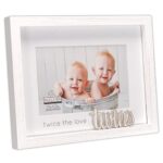 Malden International Designs Twice The Love Twins 4×6 White Expressions Metal Attachment Matted Picture Frame