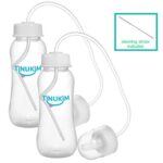 Tinukim iFeed 9 Ounce Self Feeding Baby Bottle with Tube – Handless Anti-Colic Nursing System, White – 2-Pack