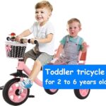 JIYIAN High Carbon Steel Children’s Tricycle/Soft and Comfortable Pedal Tricycle Can Take People with Back Seat Kids Tandem Tricycle for Boys and Girls Ages 2+,Pink