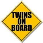 MAGNET 5×5 inch Caution Sign Shaped TWINS On Board Sticker (fun funny humor fraternal) Magnetic Magnet Vinyl Sticker